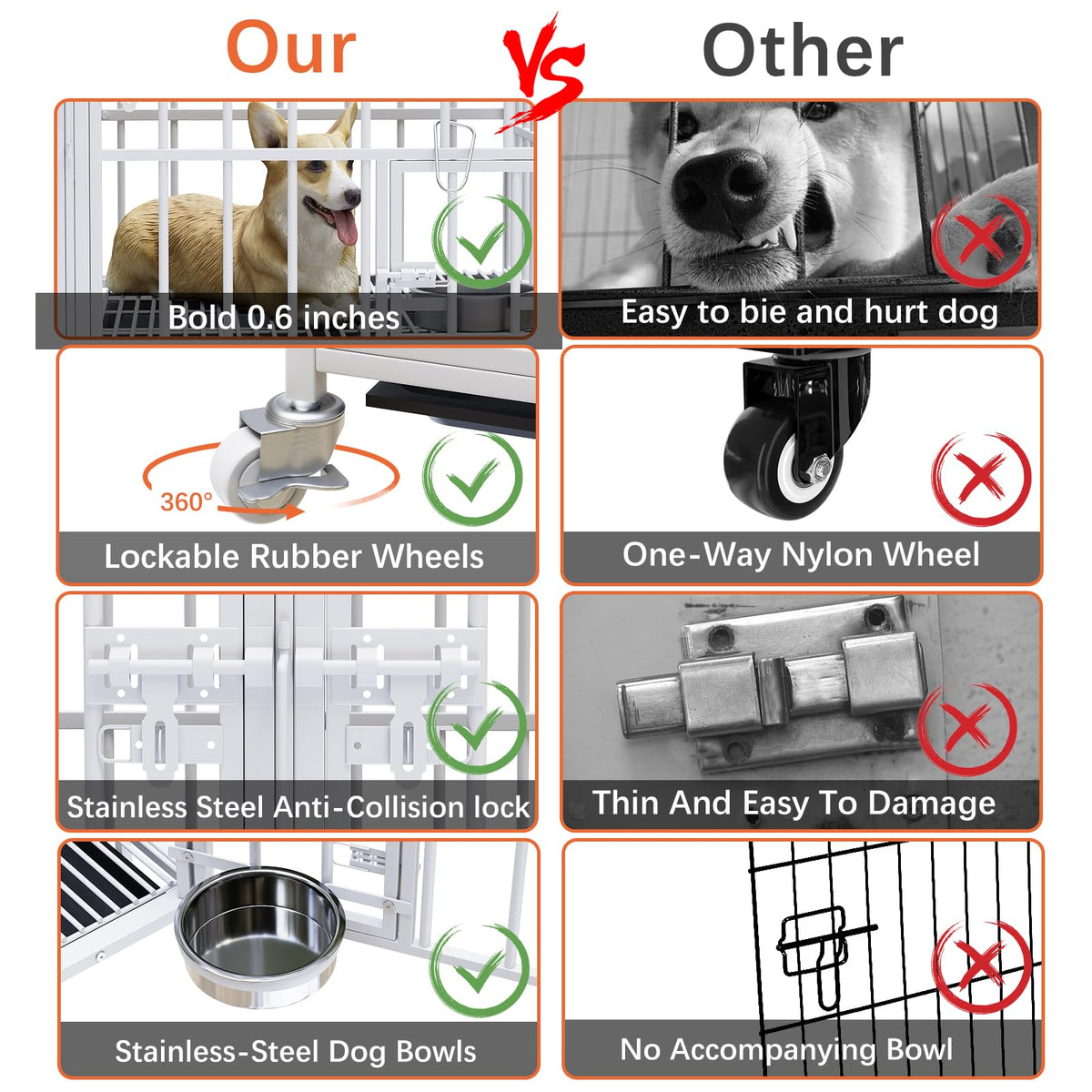 42" Heavy Duty Metal Dog Crate with Divider S765