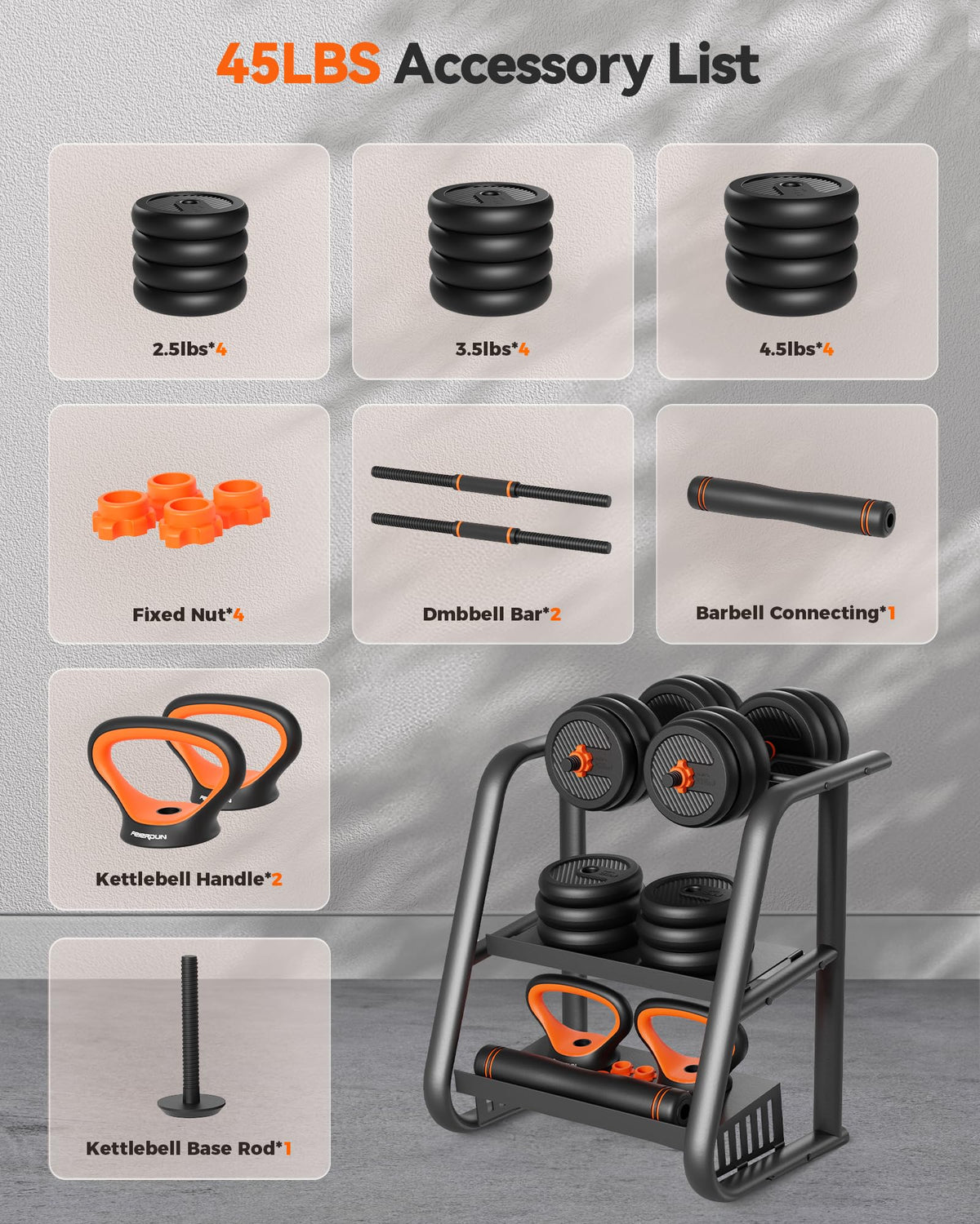 Adjustable Dumbbells Free Weight Set with Connector P1874