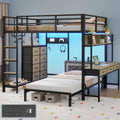 Oak Gray Full Over Twin Bunk Bed with Desk and Drawers W3367