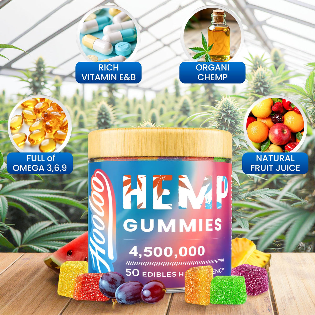 Hemp Gummies 6 Fruity Flavors I61627