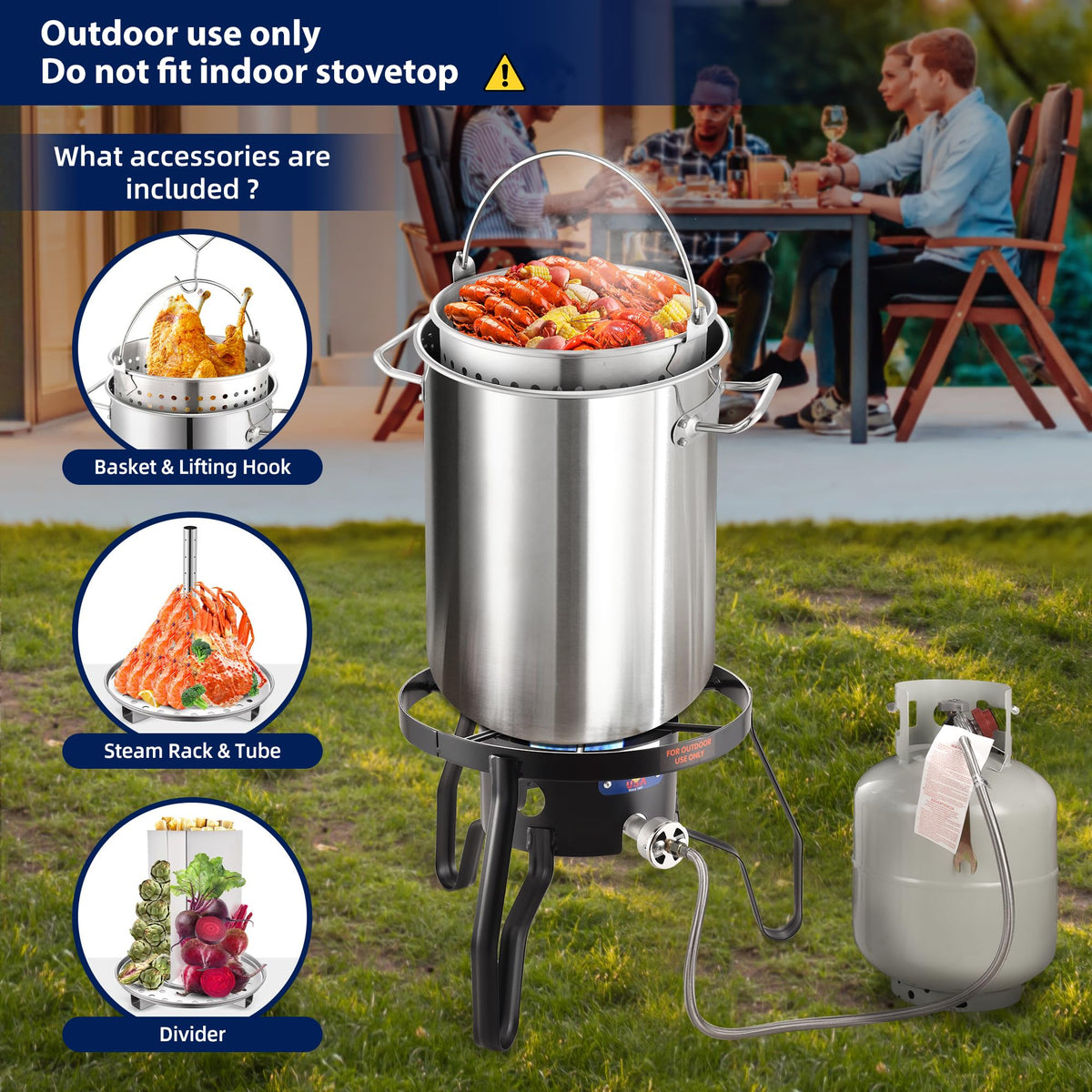 40QT Stainless Steel Stock Pot and Propane Burner A912