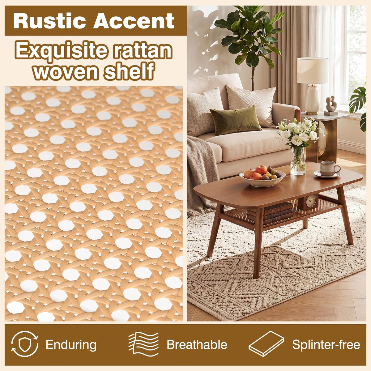 Rattan Wood Coffee Table E811659