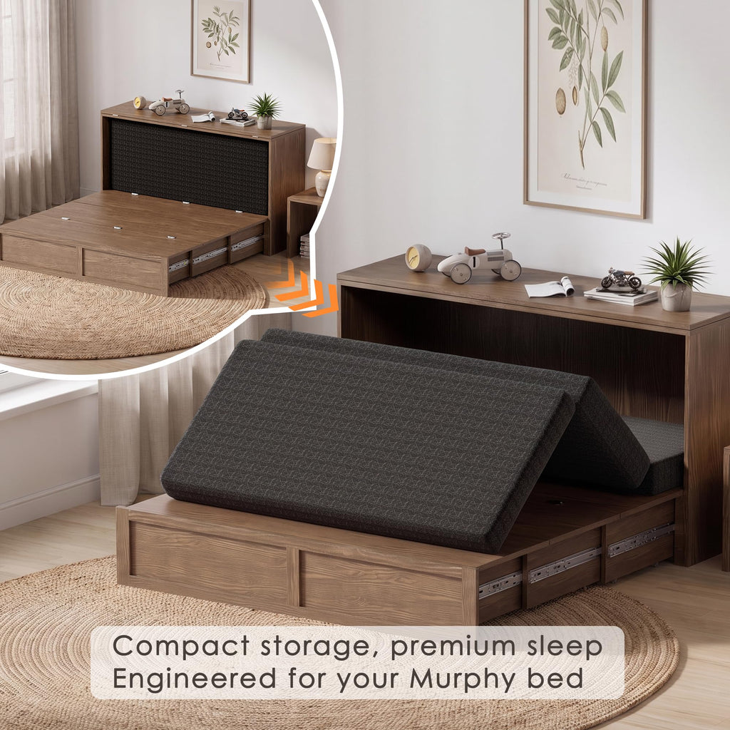 4 Inch Tri-Fold Twin Size Memory Foam Mattress with Washable Cover J377756