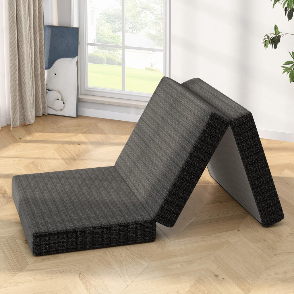 4 Inch Tri-Fold Twin Size Memory Foam Mattress with Washable Cover J377756
