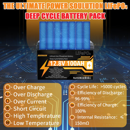 12V 100Ah LiFePO4 Deep Cycle Battery M5198
