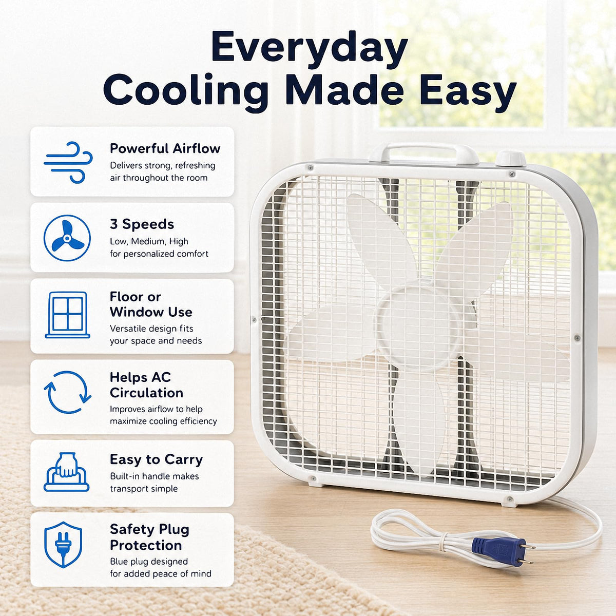 20 Inch 3-Speed Box Fan T41162