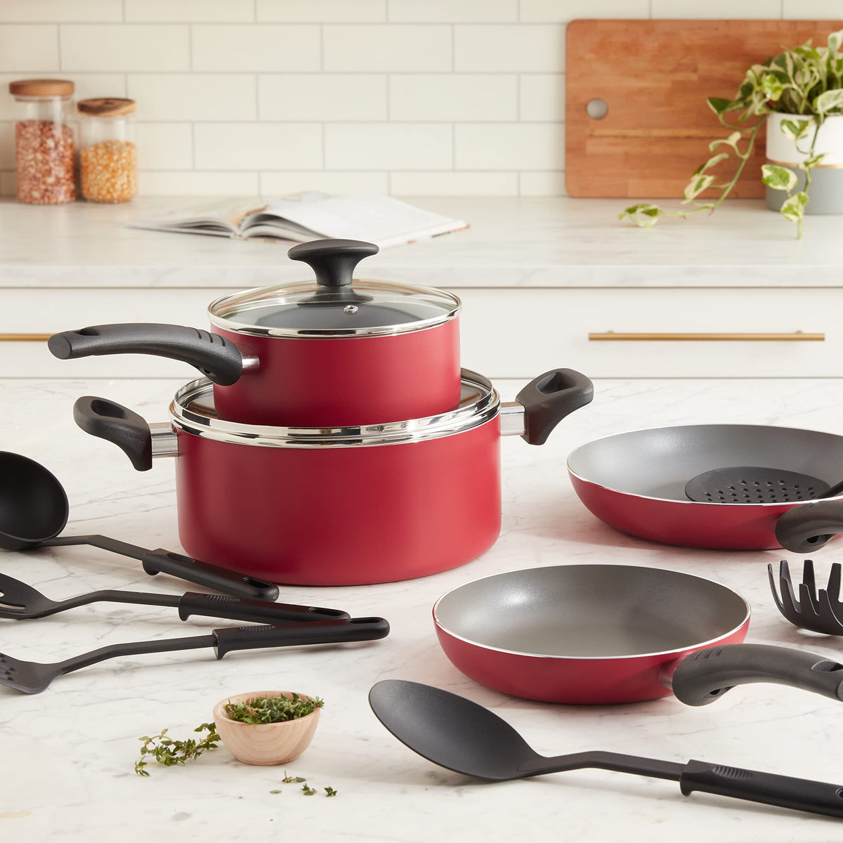 12 Piece Nonstick Red Cookware Set M955974