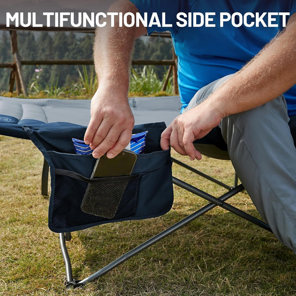 31.8" Extra Wide Heavy Duty Camping Cot with Carry Bag, Blue, 2 Pack V684