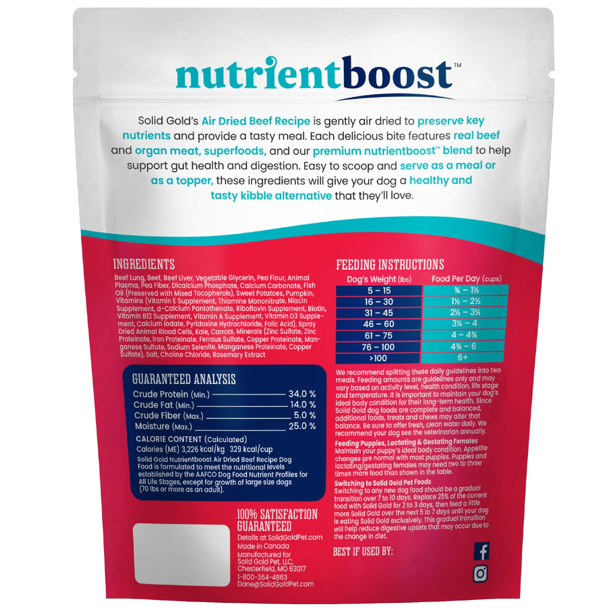 Air Dried Dog Food Topper & Treats Beef 1lb S571529