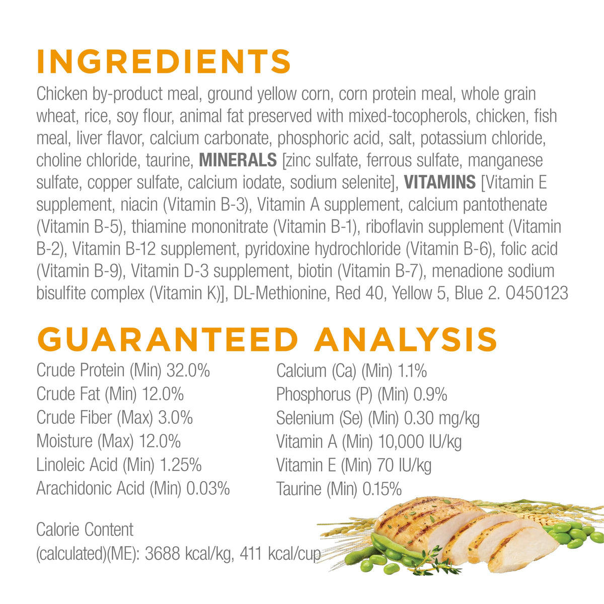 High Protein Dry Cat Food with Real Chicken 20 Pounds T711