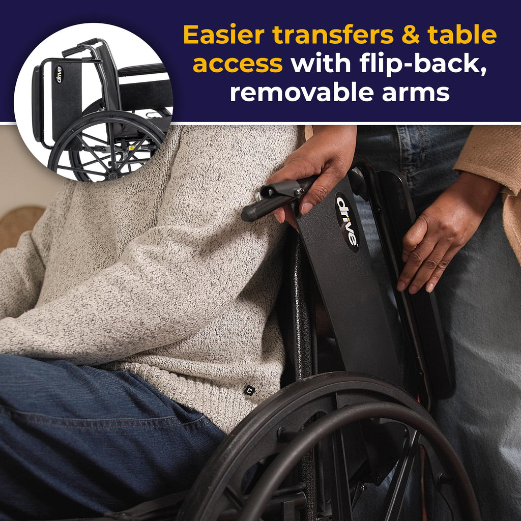 Lightweight Wheelchair Full Arms Black 18" C467