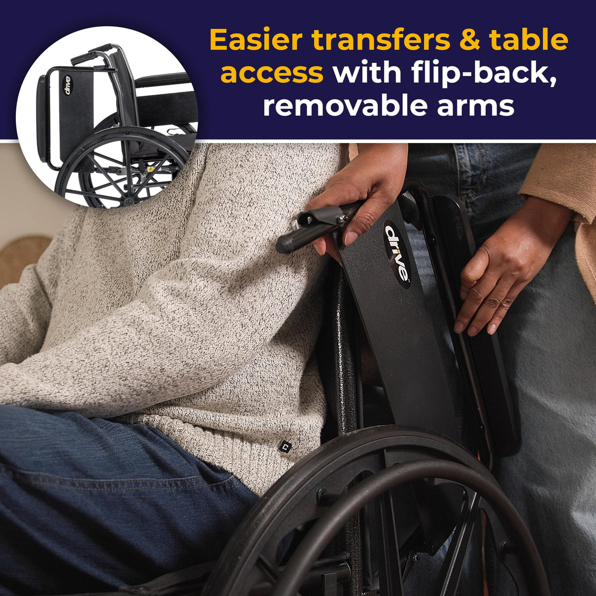 Lightweight Wheelchair Full Arms Black 18" C467