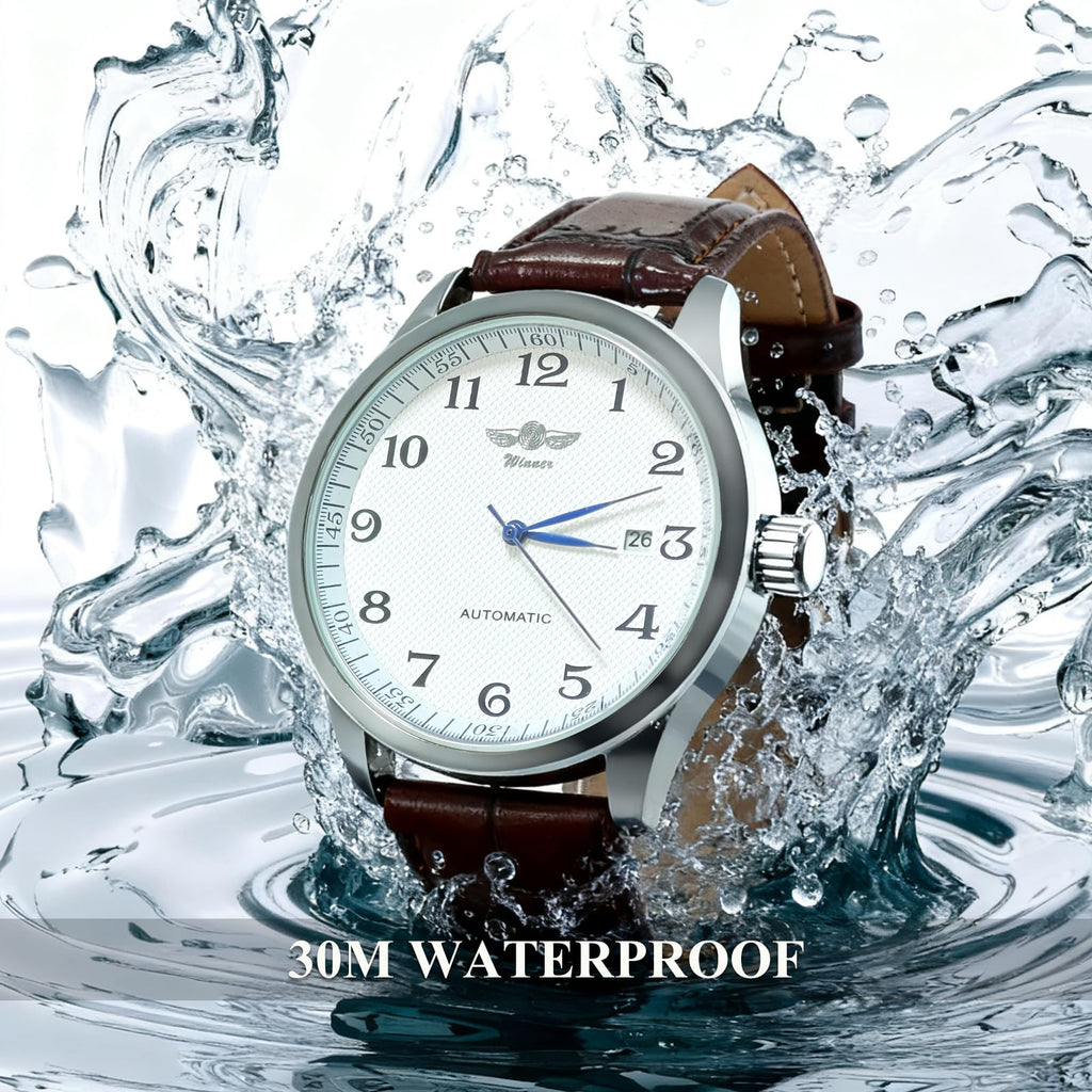 Mechanical Watch Automatic Self-Winding White Dial Blue Hands E367681