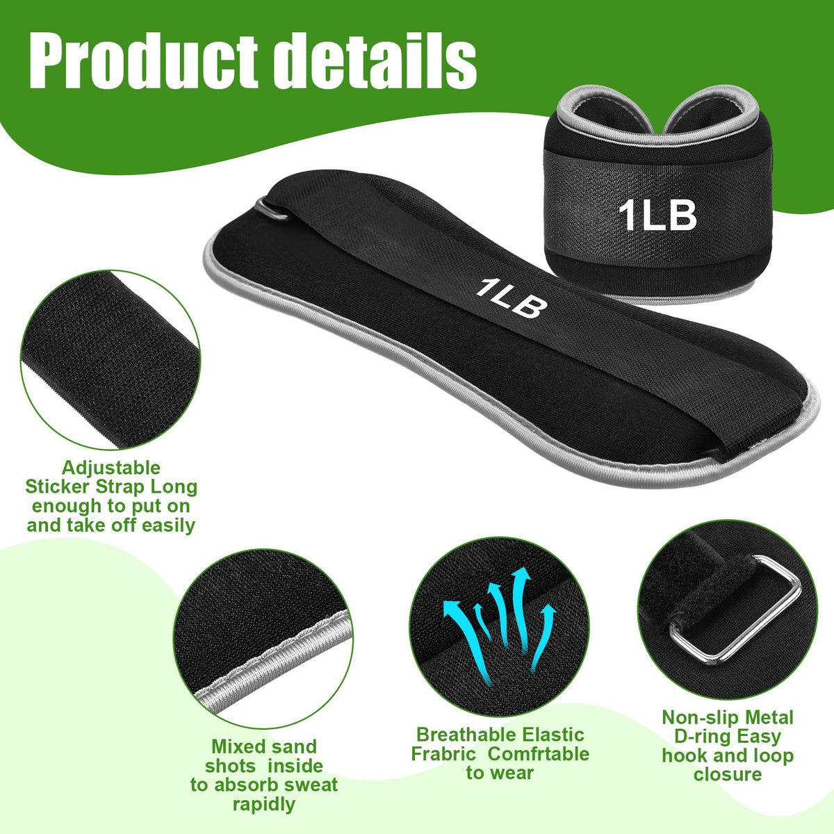 4 Pairs Adjustable Ankle Leg Weights Set W500333