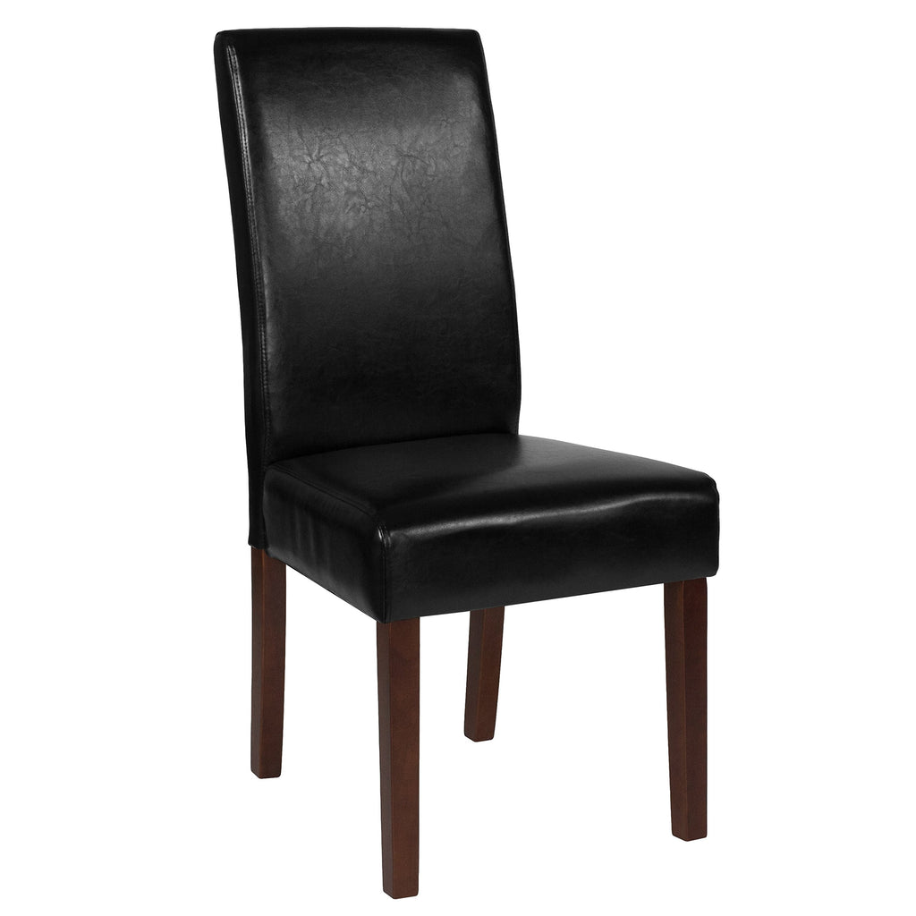 Black LeatherSoft Parsons Chair with Mahogany Legs Z806