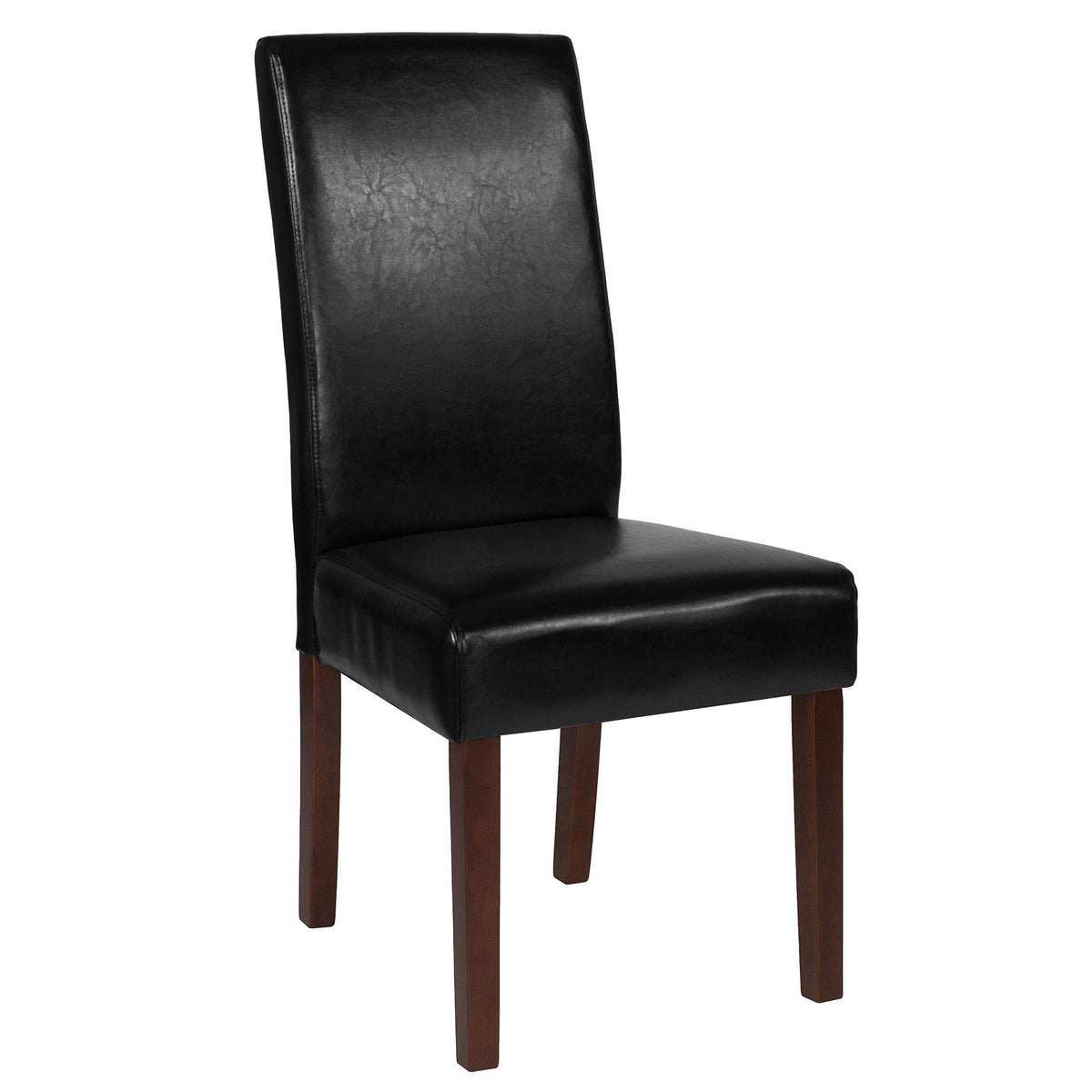 Black LeatherSoft Parsons Chair with Mahogany Legs Z806