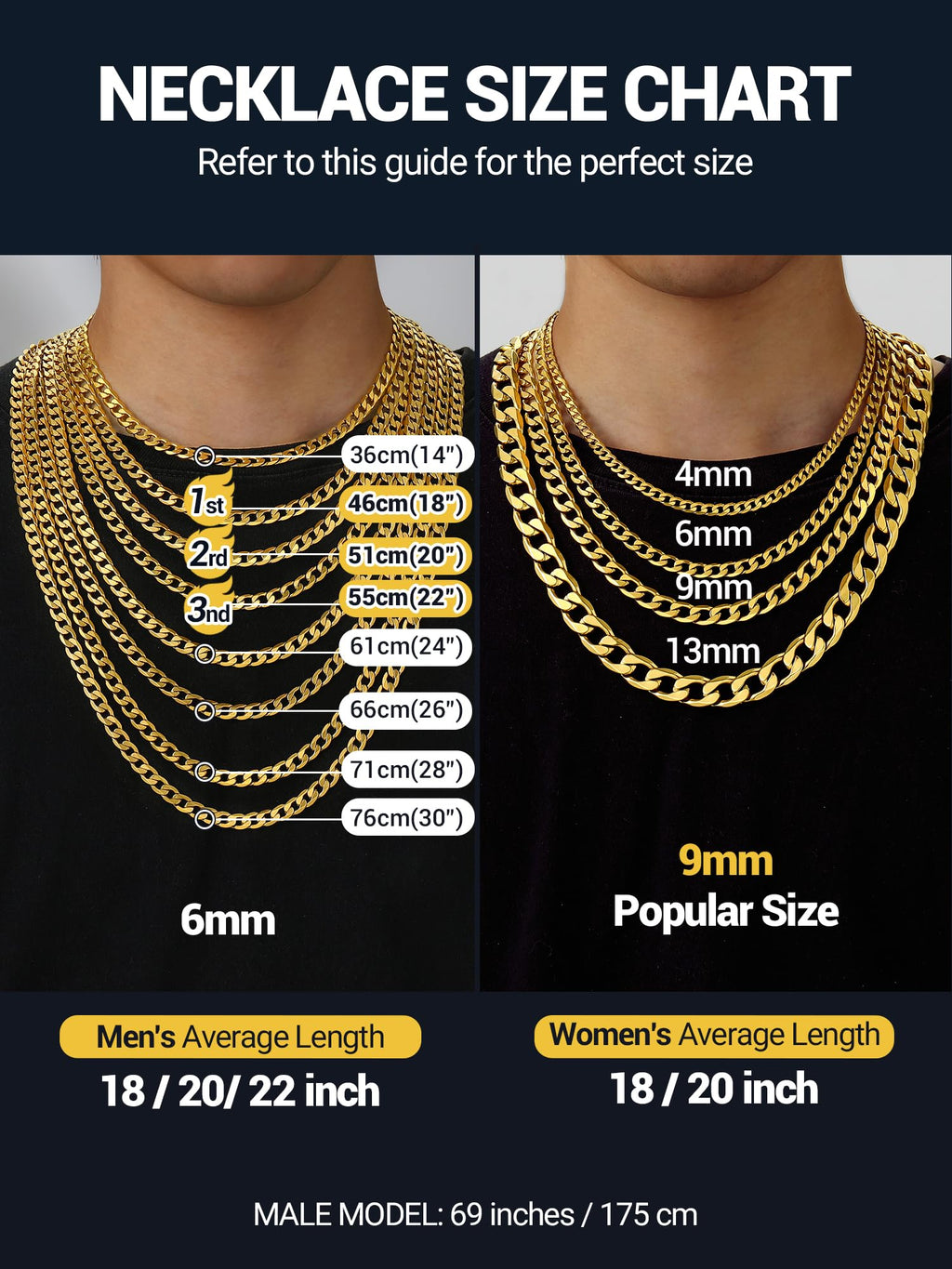 316L Stainless Steel Cuban Link Chain Necklaces K4099