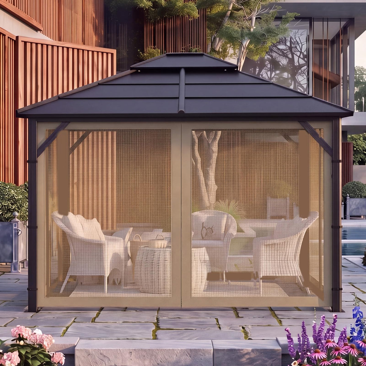10x12 4-Panel Mosquito Netting Sidewall with Zipper C936