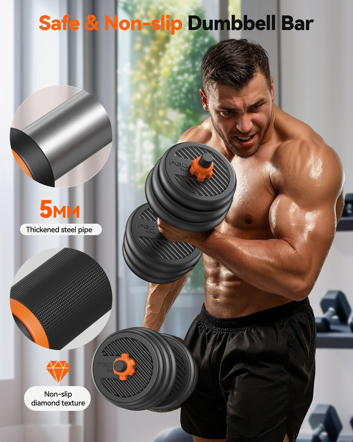 Adjustable Dumbbells Free Weight Set with Connector P1874
