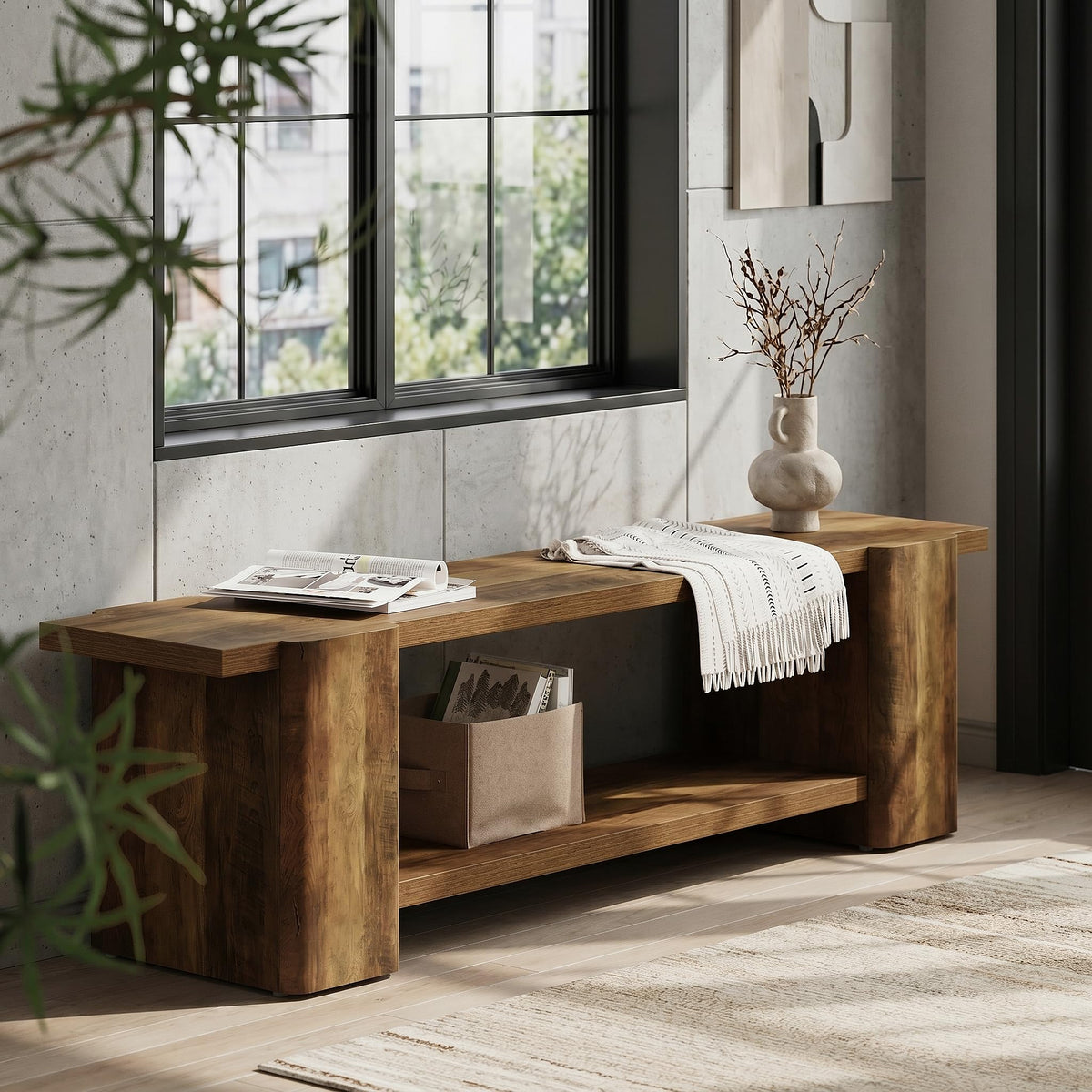 Brown Storage Bench R500417