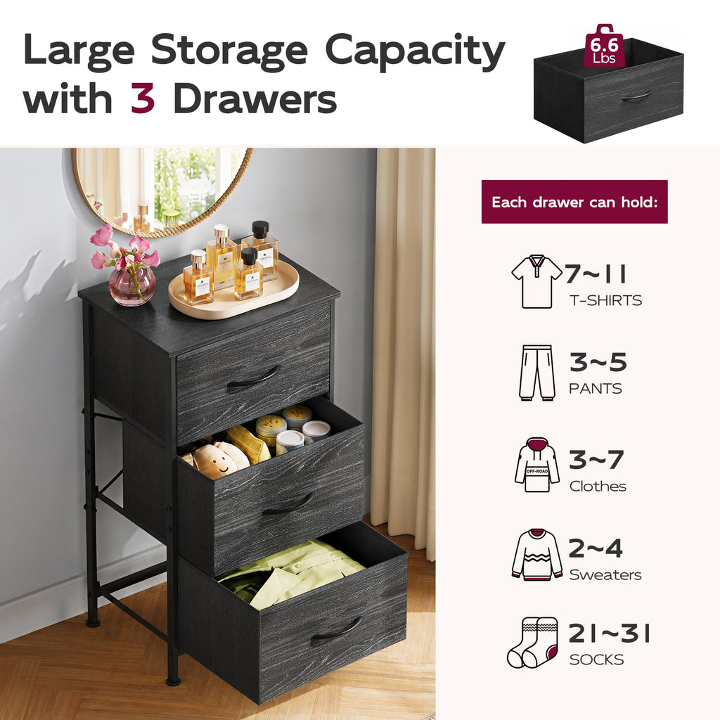 Black 3 Drawer Wood Dresser H70496