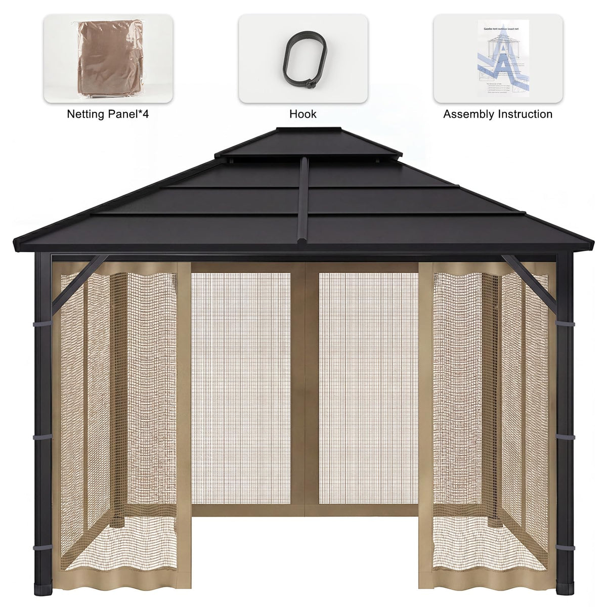 10x12 4-Panel Mosquito Netting Sidewall with Zipper C936