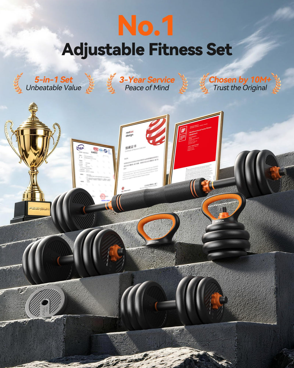 Adjustable Dumbbells Free Weight Set with Connector P1874