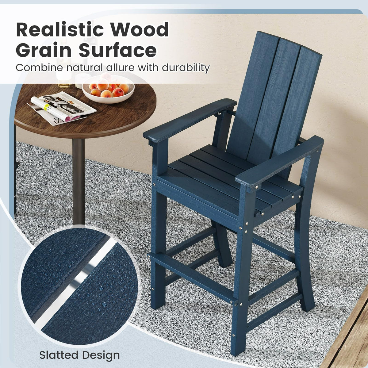 52” Tall HDPE Adirondack Chair Set of 4 Navy F879