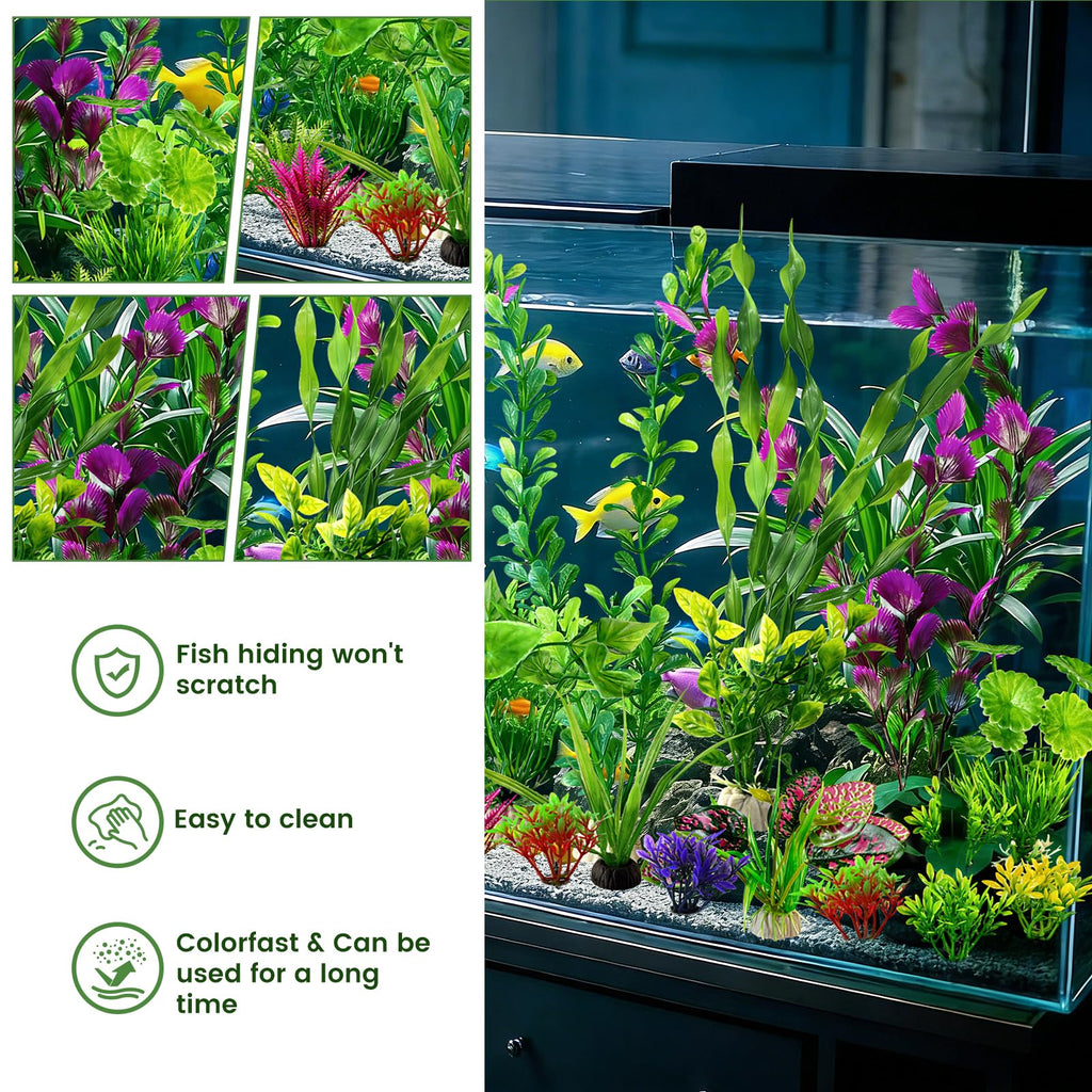 Artificial Aquarium Plants Green Plastic Fish Tank Decorations L638