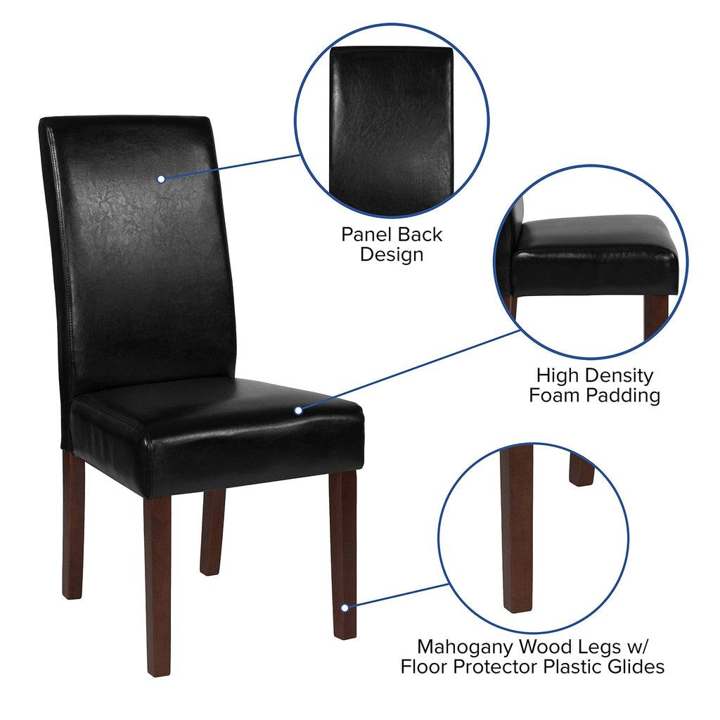 Black LeatherSoft Parsons Chair with Mahogany Legs Z806