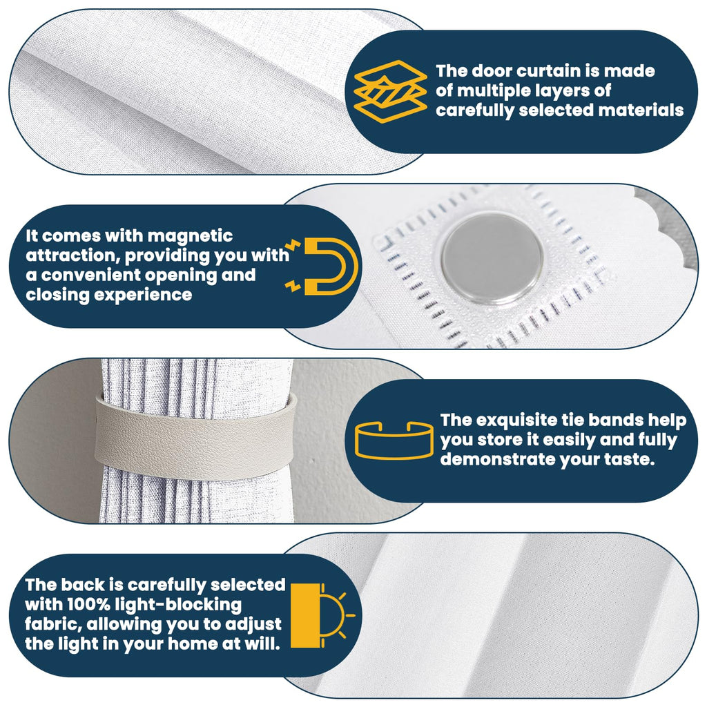 Blackout Magnetic Door Curtain 72W x 79 L White O933704