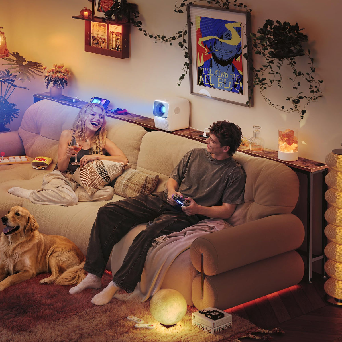 110.2 Inch Narrow Sofa Table with Power Outlets and USB-C Ports V546006