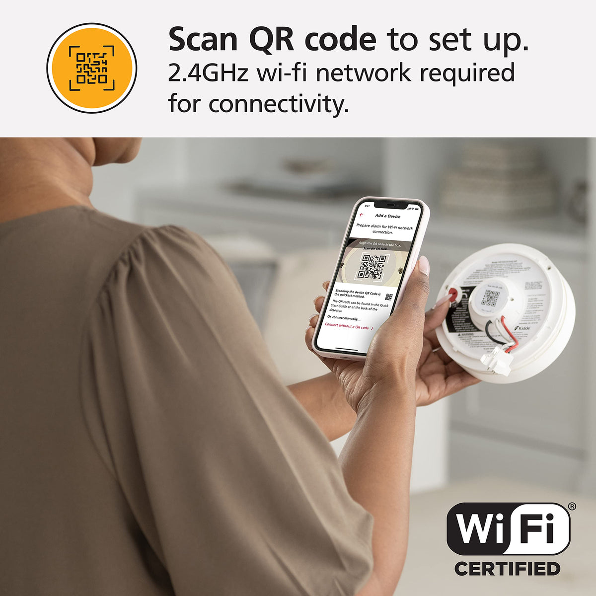 Smart WiFi Hardwired Smoke Detector with Battery Backup S3973