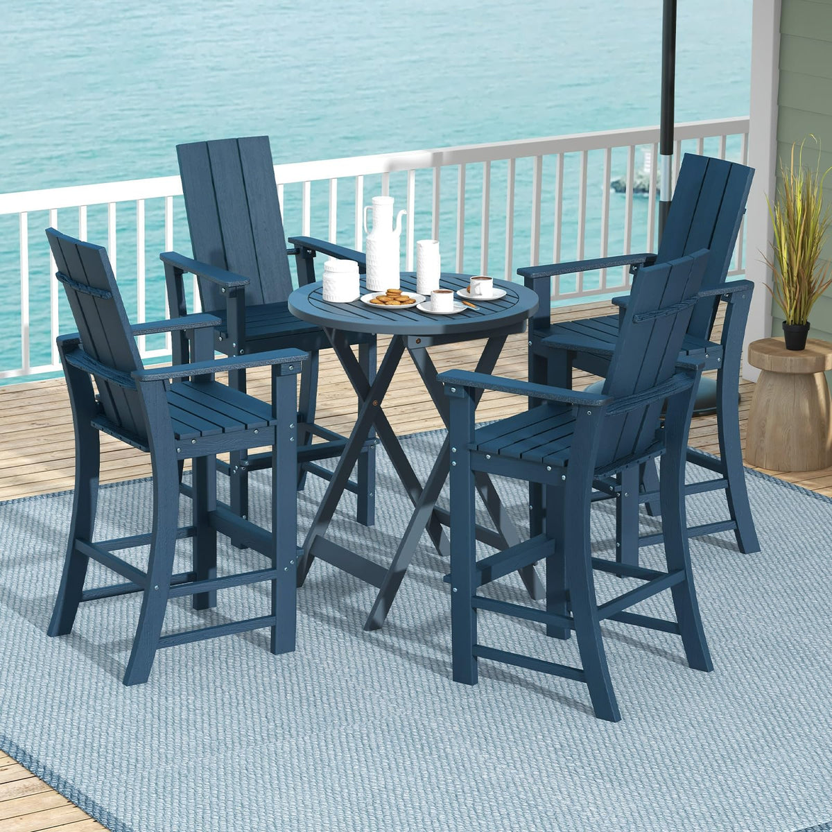 52” Tall HDPE Adirondack Chair Set of 4 Navy F879