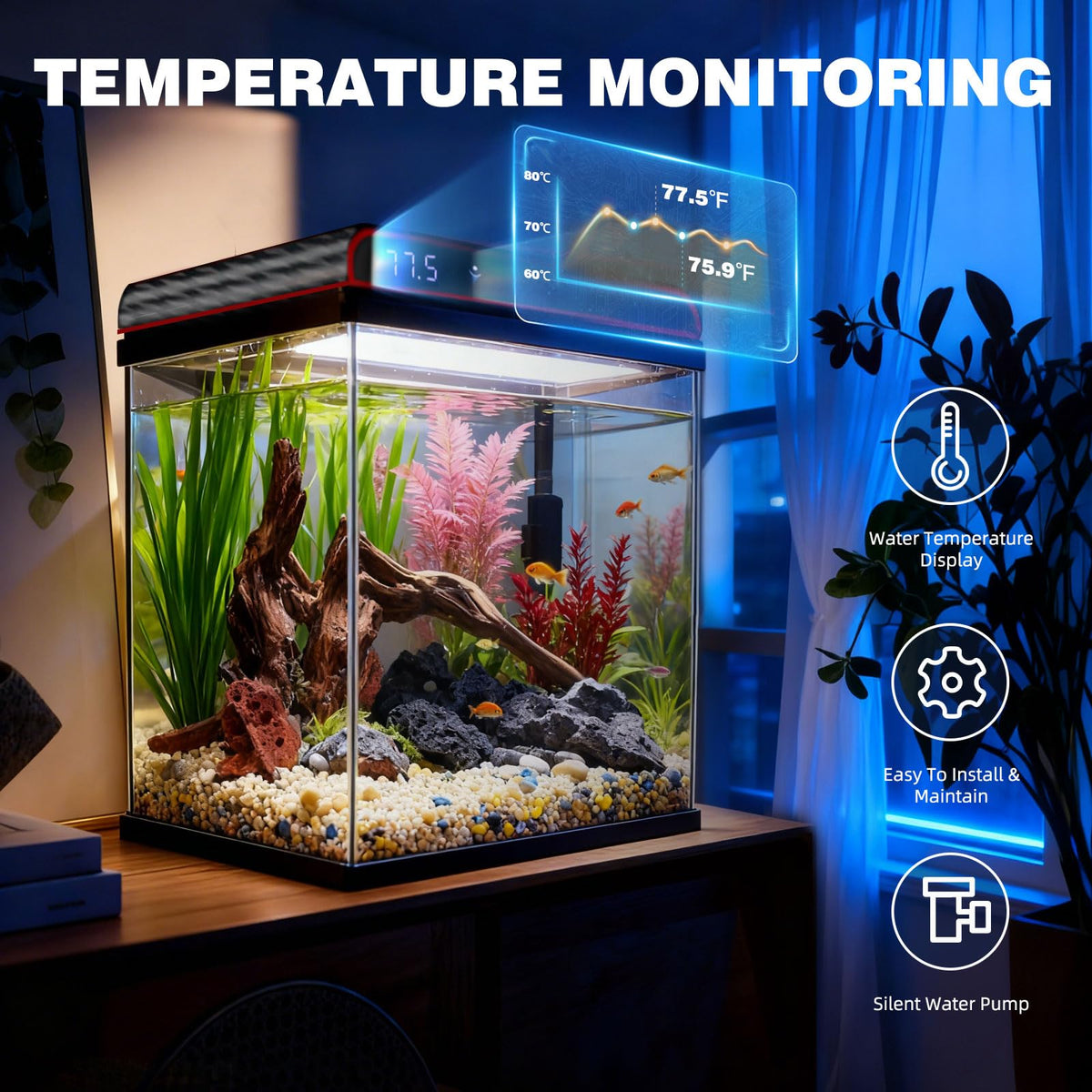 10 Gallon Glass Fish Tank Aquarium Starter Kit O60433