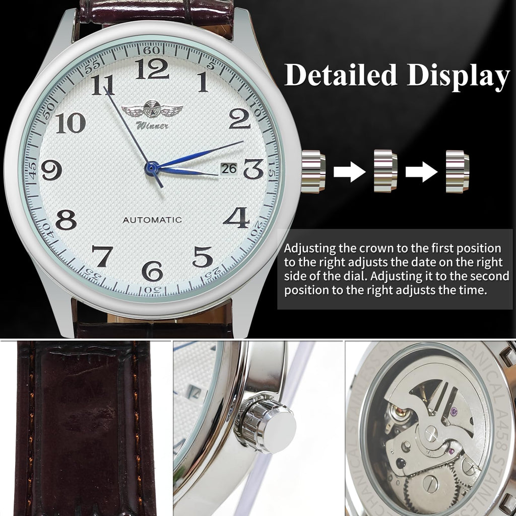Mechanical Watch Automatic Self-Winding White Dial Blue Hands E367681