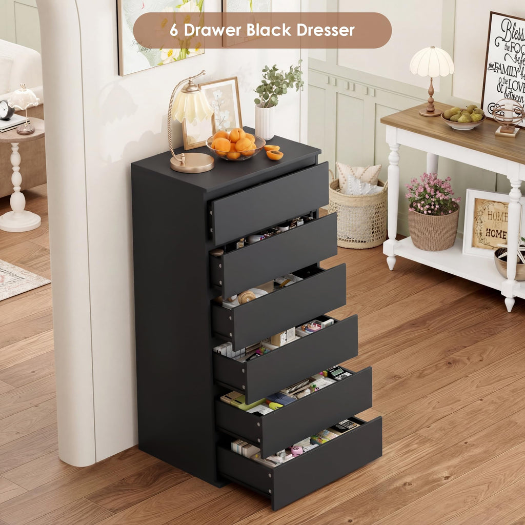 Black 6 Drawer Dresser L65773