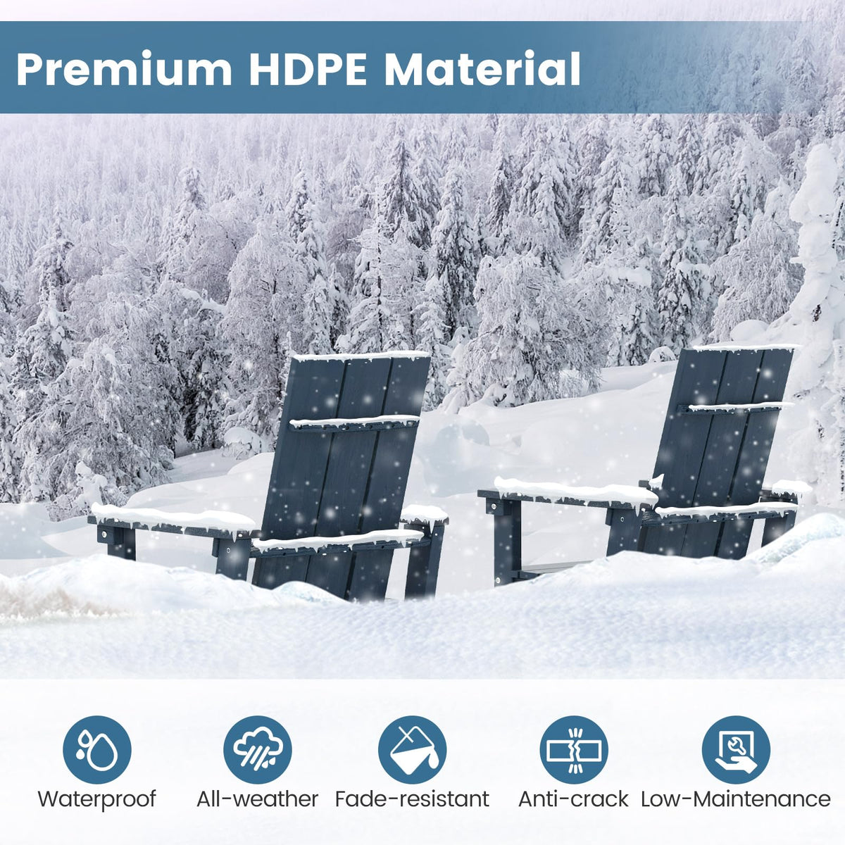 52” Tall HDPE Adirondack Chair Set of 4 Navy F879