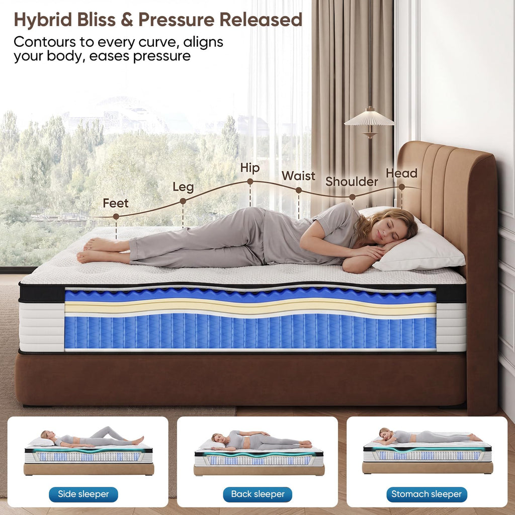 12 Inch Medium Firm Hybrid Memory Foam Mattress F3670