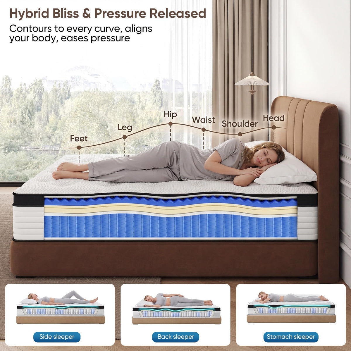 12 Inch Medium Firm Hybrid Memory Foam Mattress F3670