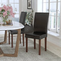 Black LeatherSoft Parsons Chair with Mahogany Legs Z806