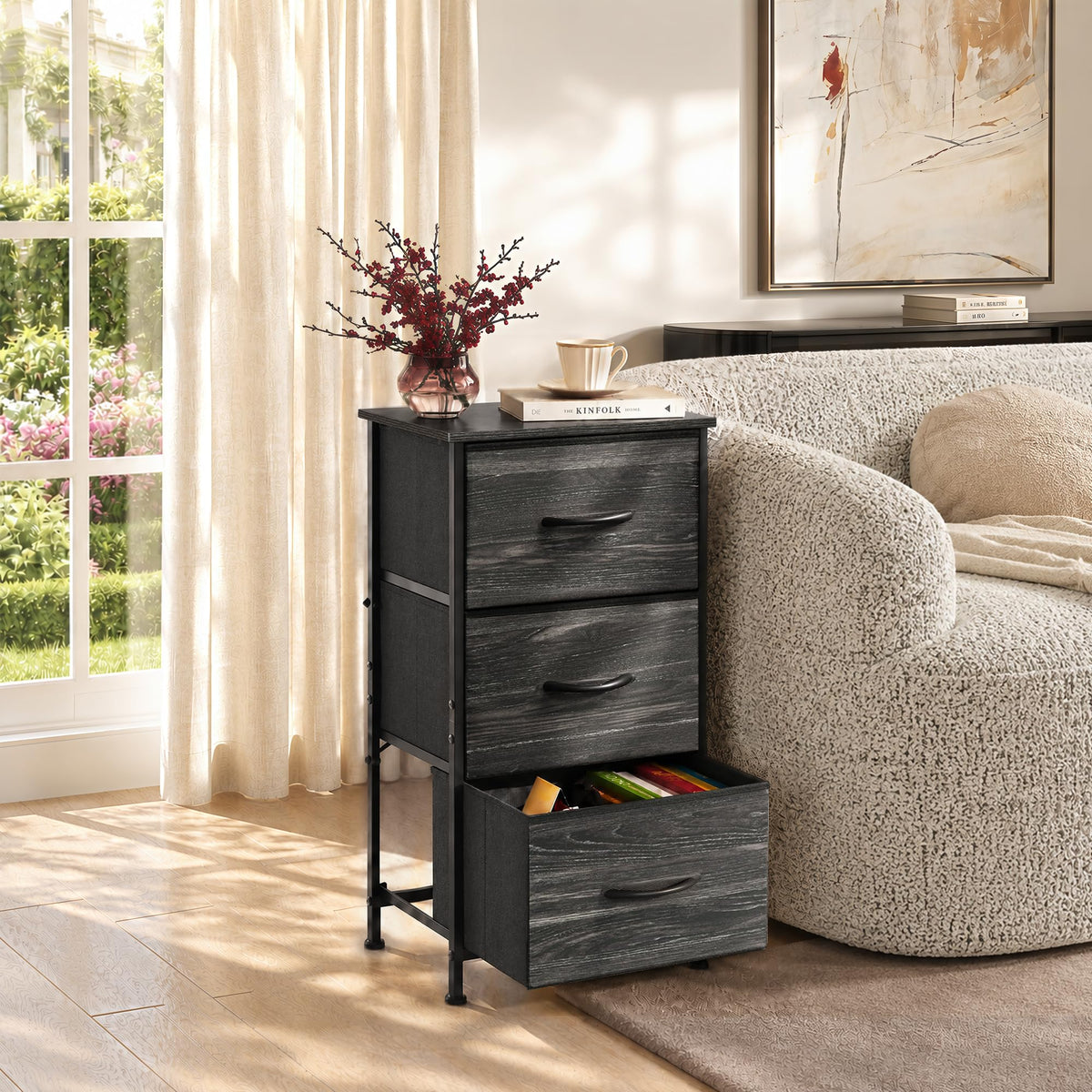 Black 3 Drawer Wood Dresser H70496