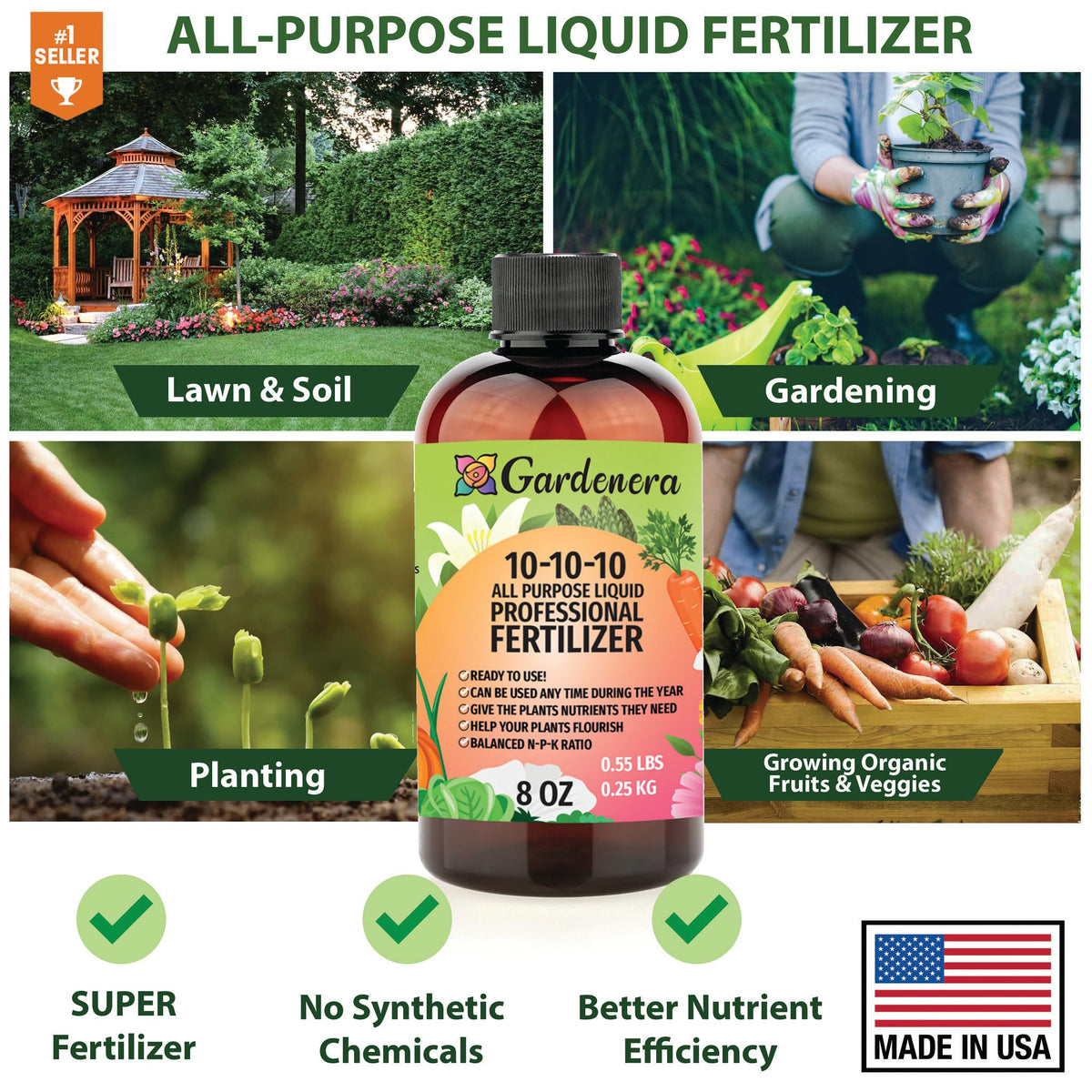 10-10-10 All Purpose Liquid Plant Food Fertilizer Concentrate 8 OZ R997