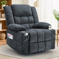 Fabric Dark Gray Swivel Rocker Recliner with Cup Holder S9155