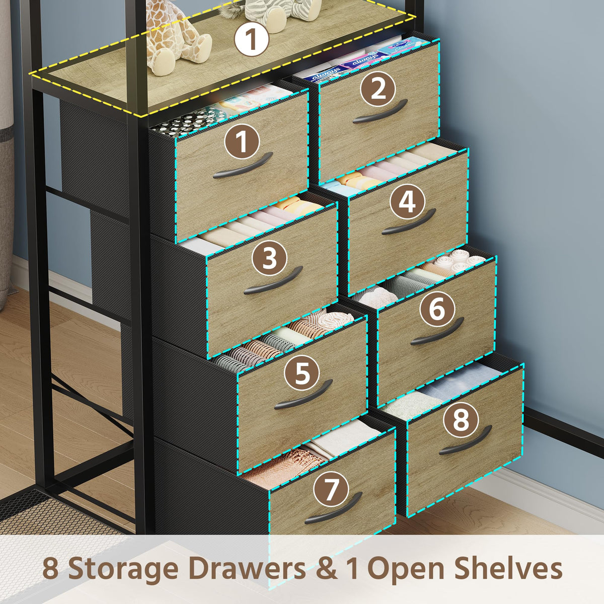 Oak Gray Full Over Twin Bunk Bed with Desk and Drawers W3367