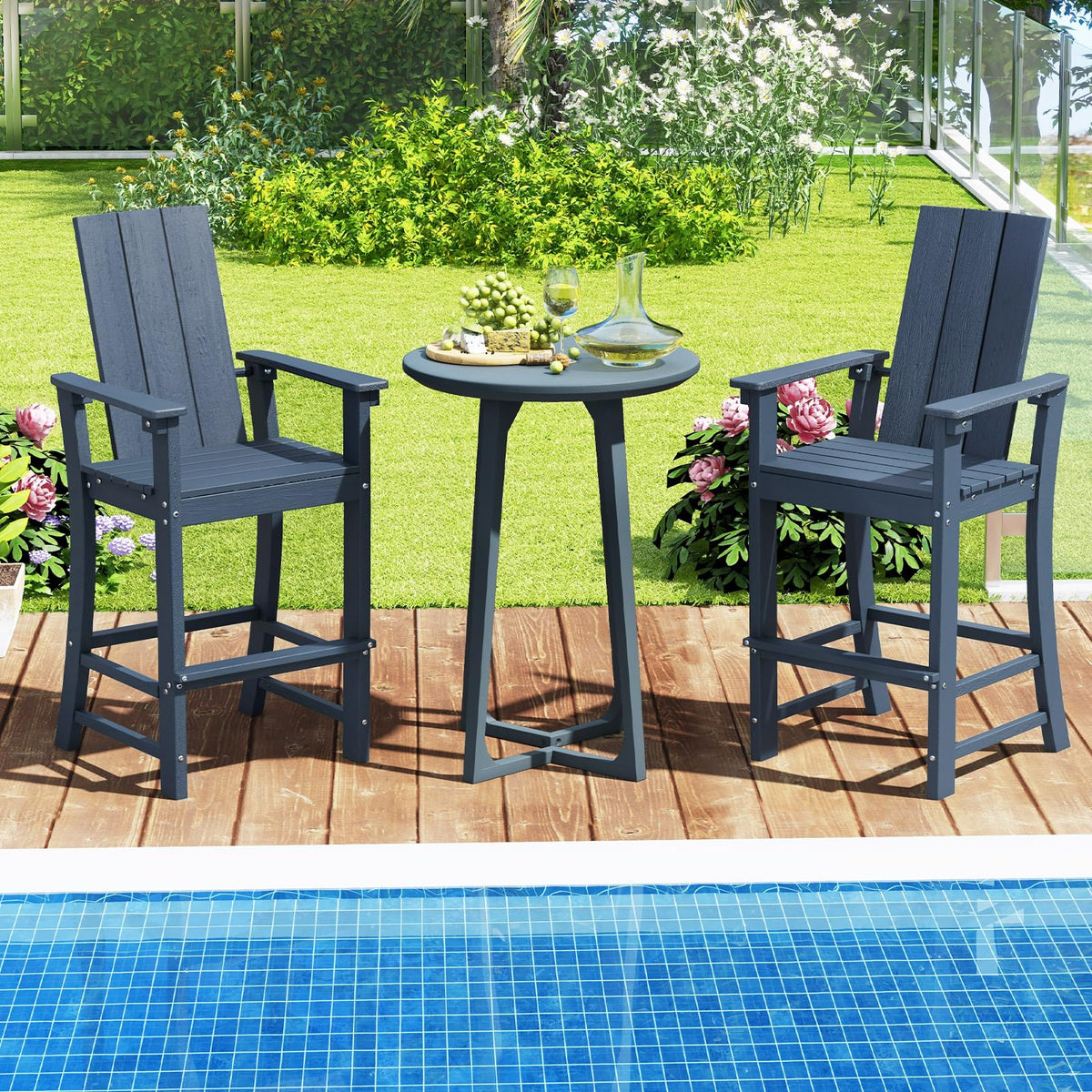 52” Tall HDPE Adirondack Chair Set of 4 Navy F879